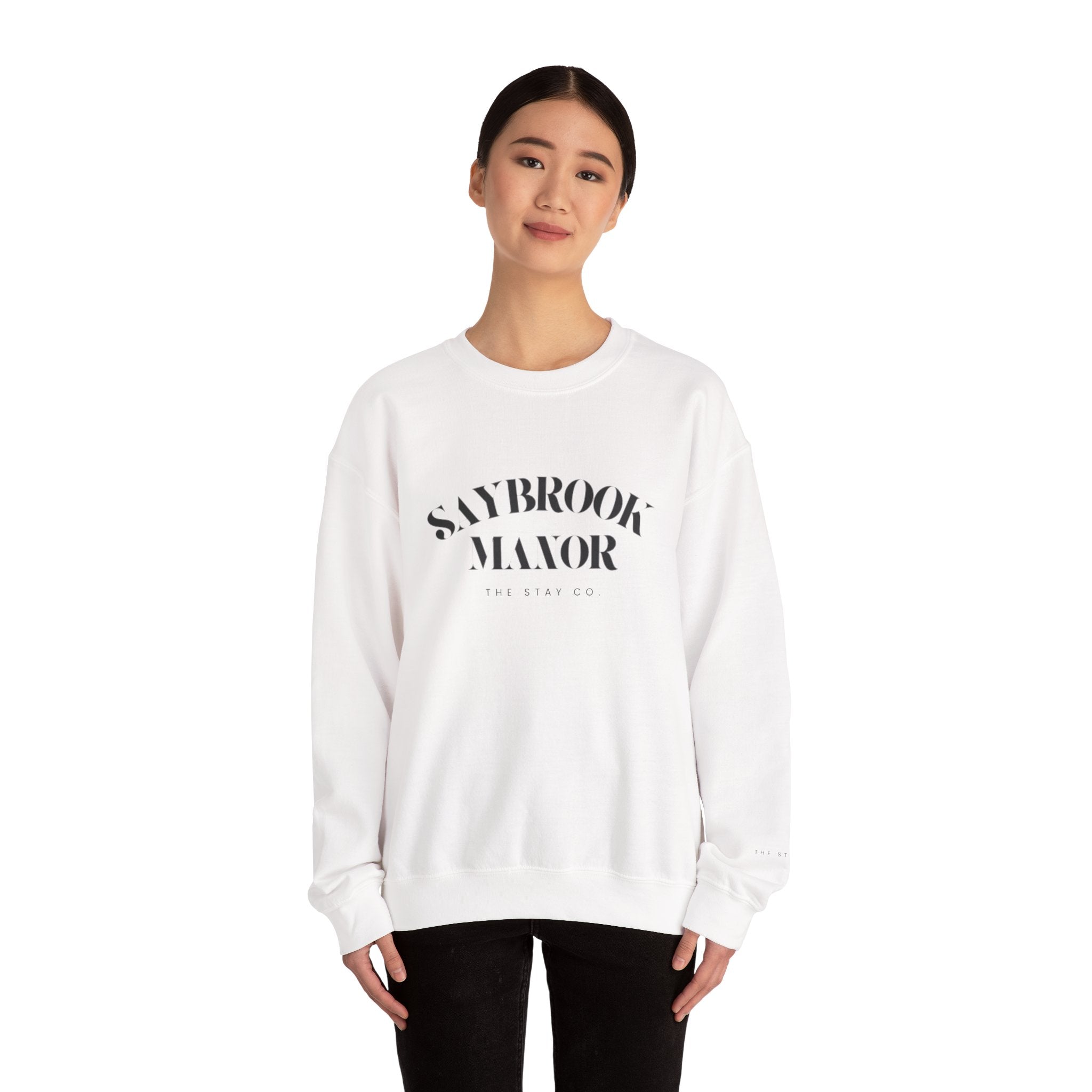 Adult Crewneck-Saybrook Manor with Logo on Back- Black Writing