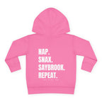 Toddler Hoodie- Saybrook Manor Association Logo on Front - "NAP. SNAX. SAYBROOK. REPEAT."
