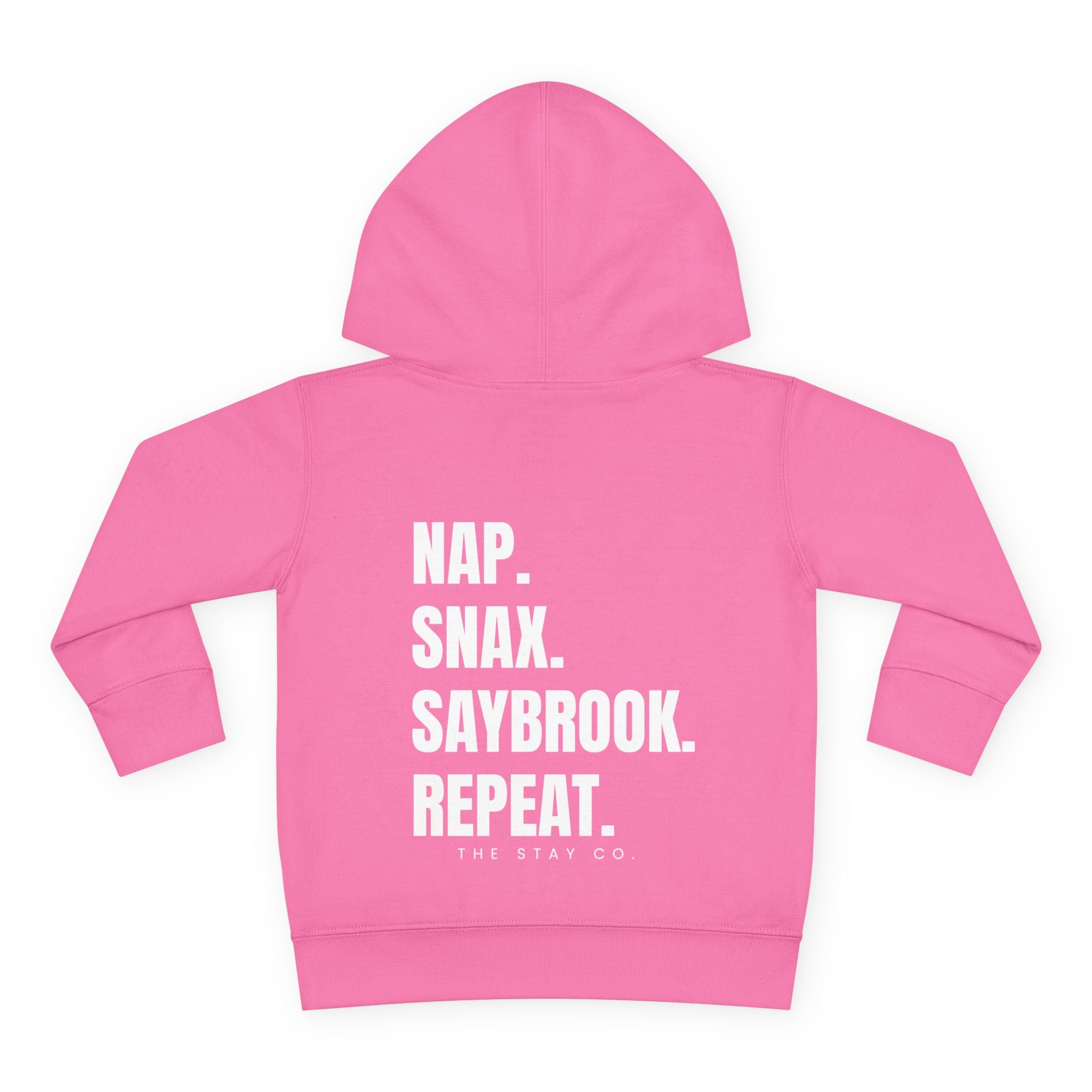 Toddler Hoodie- Saybrook Manor Association Logo on Front - "NAP. SNAX. SAYBROOK. REPEAT."