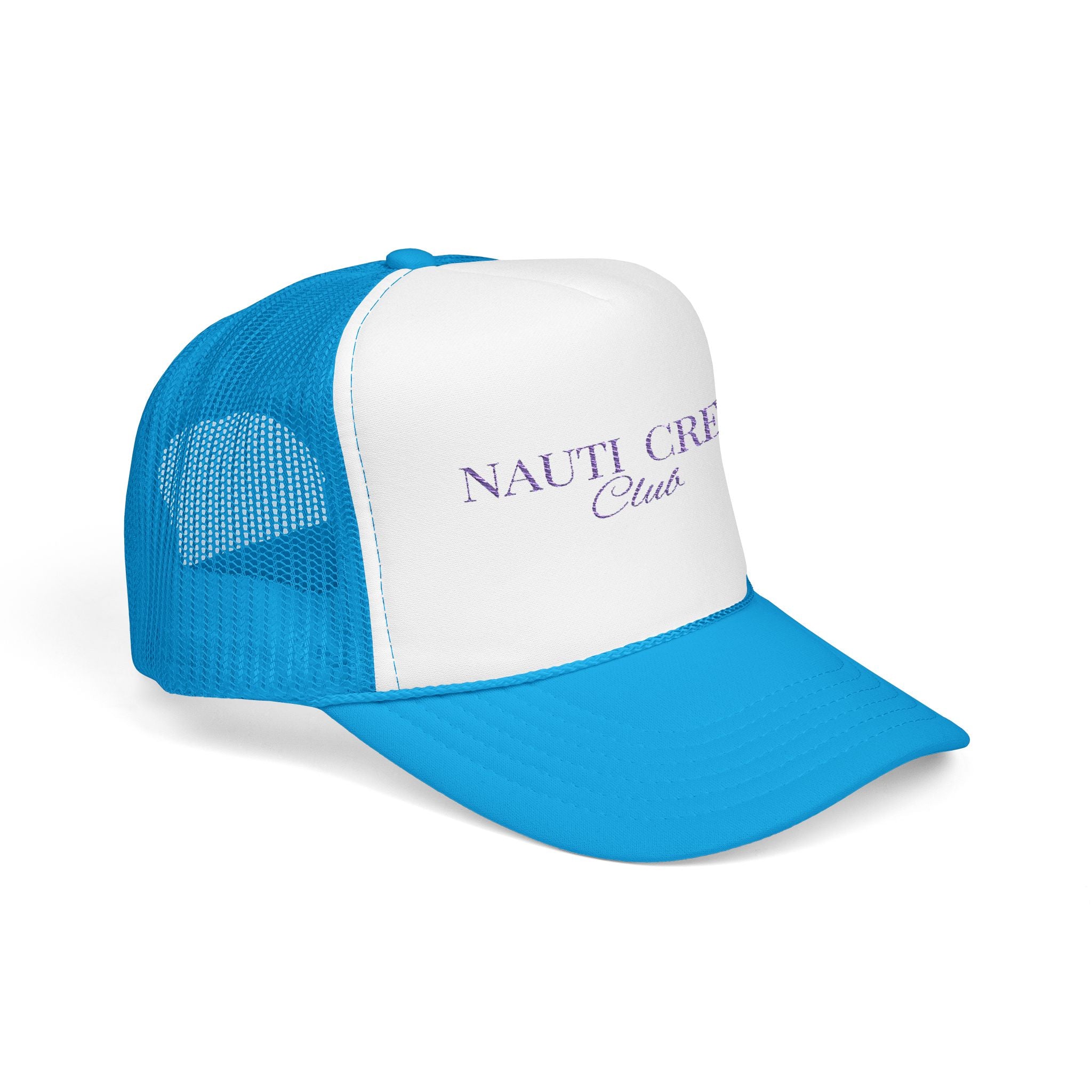 Matching- "Nauti Crew Club" -Trucker Hat, Embroidered Foam Hat for Boating, Nautical Gift, Beachwear Accessory, Summer Fashion