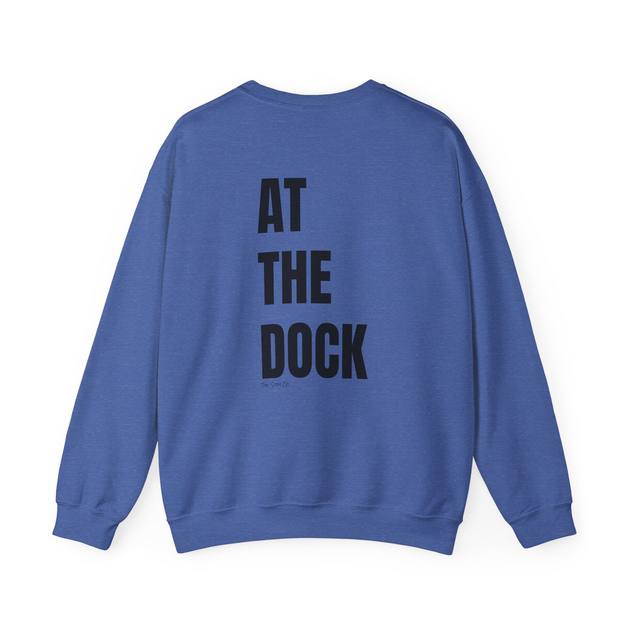 Adult- "Catch me" (Front) - "At The Dock" (Back) -Black Writing -Unisex Crewneck Sweatshirt