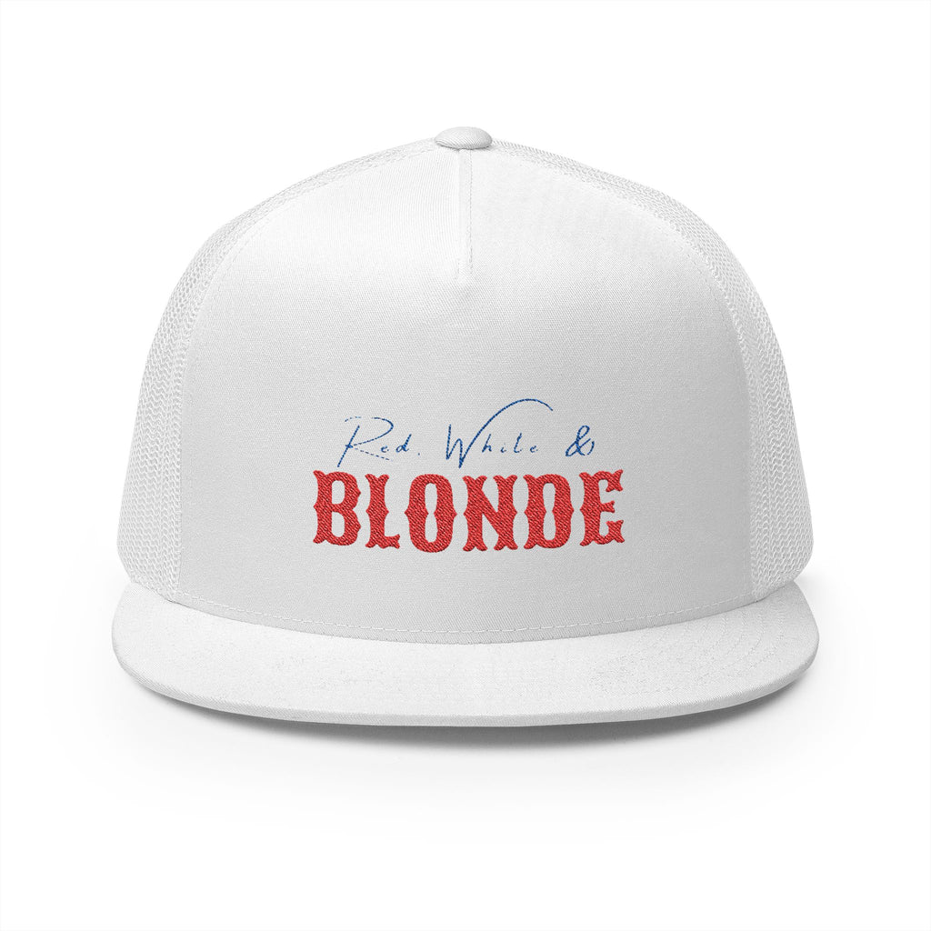 "Red, White & Blonde" -Stylish 5 Panel Trucker Cap with Embroidery, Perfect for Casual Outfits, Summer Festivals, Gifts for Friends, Birthday Parties, [...]