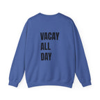 Adult- Teacher Crew Neck " Summer Time" (Front)  "Vacay All Day" (Back) -Crewneck Sweatshirt, Cozy Fall Apparel, Unisex Gift, Casual Style, September Vibes, Seasonal Fashion