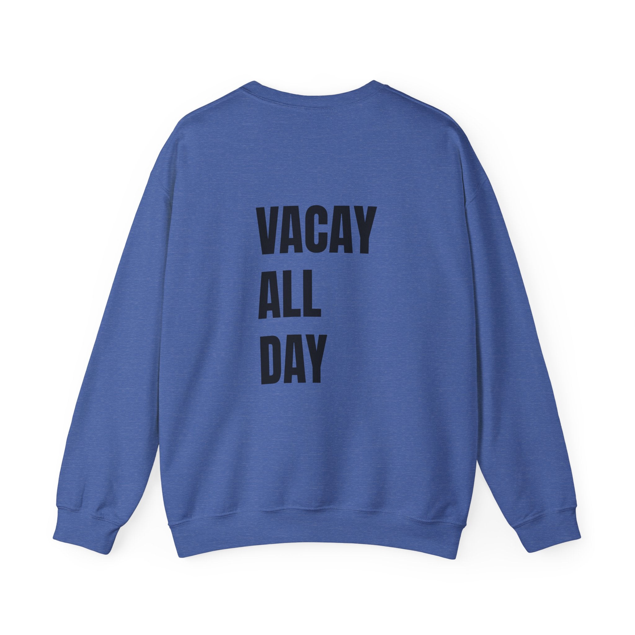 Adult- Teacher Crew Neck " Summer Time" (Front)  "Vacay All Day" (Back) -Crewneck Sweatshirt, Cozy Fall Apparel, Unisex Gift, Casual Style, September Vibes, Seasonal Fashion