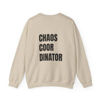 Adult- Teacher Crew Neck "Fueled by Caffeine" (Front) - "Chaos Coordinator"- (Back) Crewneck Sweatshirt, Cozy Fall Apparel, Unisex Gift, Casual Style, September Vibes, Seasonal Fashion