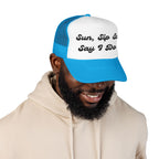 "Sun, Sip & Say I Do"- Foam Trucker Hat, Embroidered Cap, BBQ Hat, Perfect Gift for Grilling Enthusiasts, Summer BBQ Accessory, Fun Party Hat
