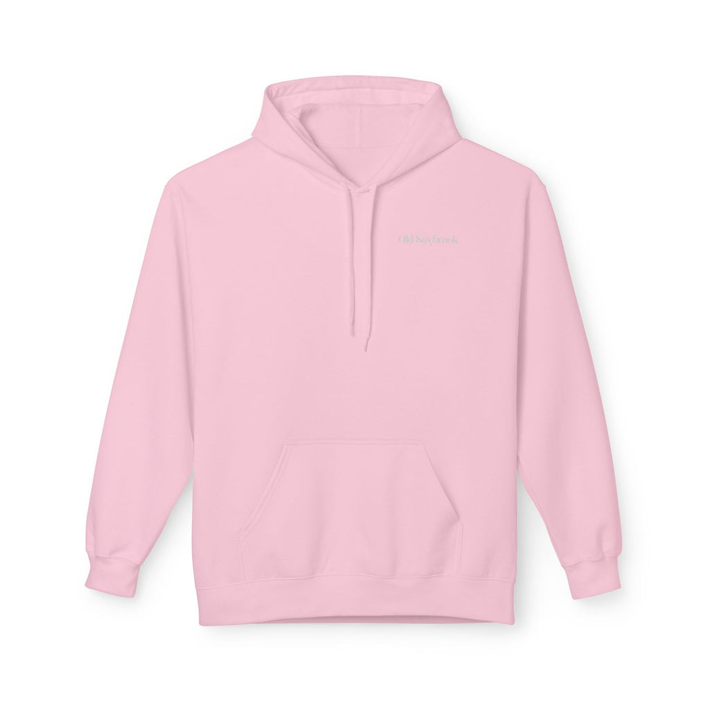 Adult- "Old Saybrook" (Front) Old Saybrook Light House (Back) - White Writing Hoodie