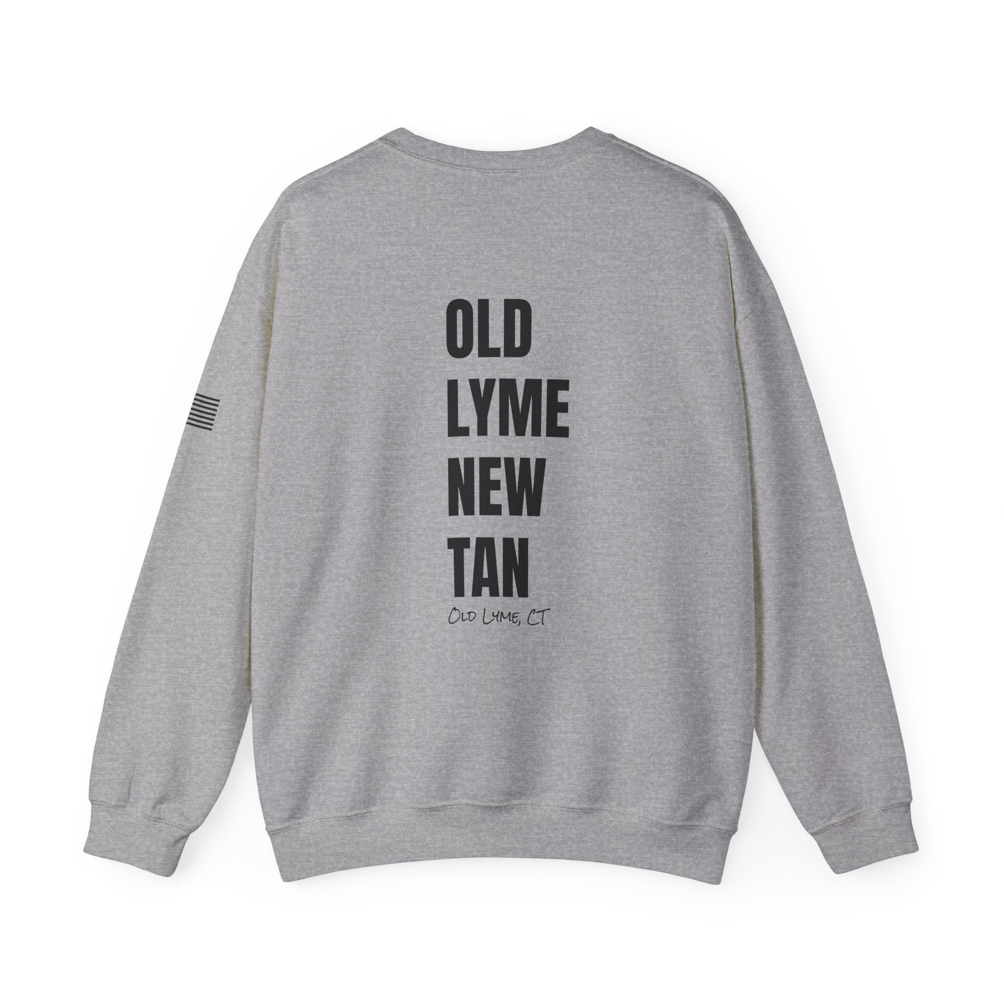 Adult- "Salty AF" (Front) "Old Lyme New Tan" (Back)- with Flag -Unisex Crewneck