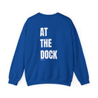 Adult- "Catch me" (Front) - "At The Dock" (Back) -White Writing -Unisex Crewneck Sweatshirt
