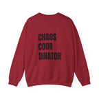 Adult- Teacher Crew Neck "Fueled by Caffeine" (Front) - "Chaos Coordinator"- (Back) Crewneck Sweatshirt, Cozy Fall Apparel, Unisex Gift, Casual Style, September Vibes, Seasonal Fashion