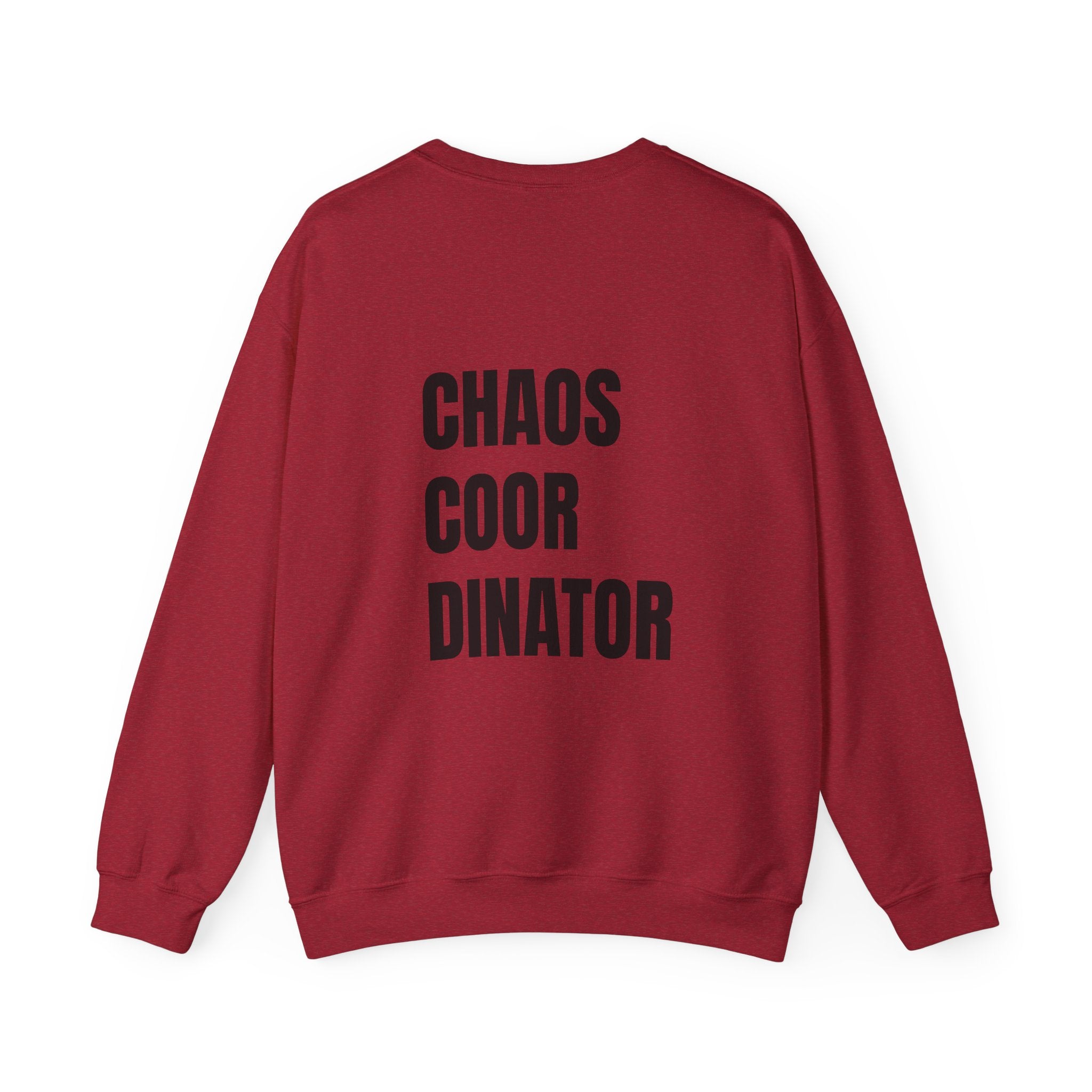 Adult- Teacher Crew Neck "Fueled by Caffeine" (Front) - "Chaos Coordinator"- (Back) Crewneck Sweatshirt, Cozy Fall Apparel, Unisex Gift, Casual Style, September Vibes, Seasonal Fashion