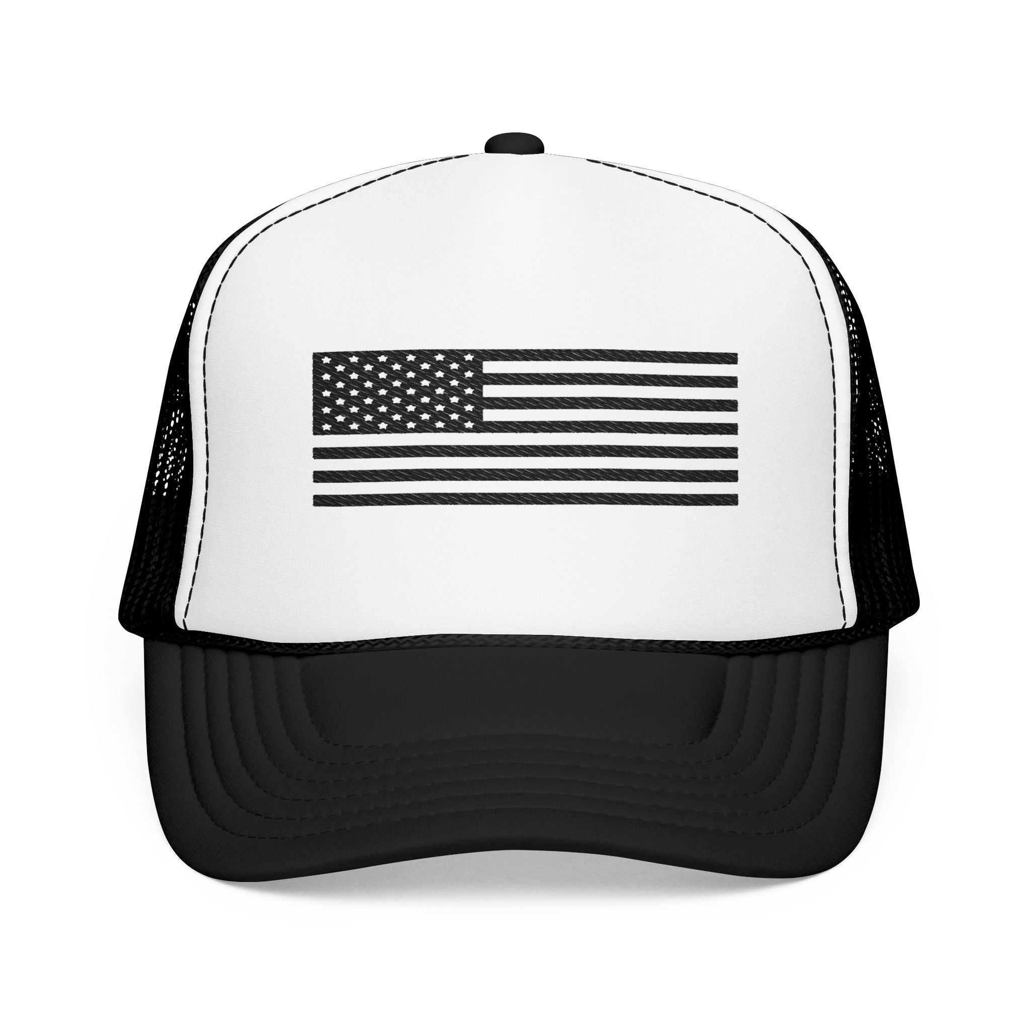 Flag- Foam Trucker Hat, Embroidered Cap, BBQ Hat, Perfect Gift for Grilling Enthusiasts, Summer BBQ Accessory, Fun Party Hat