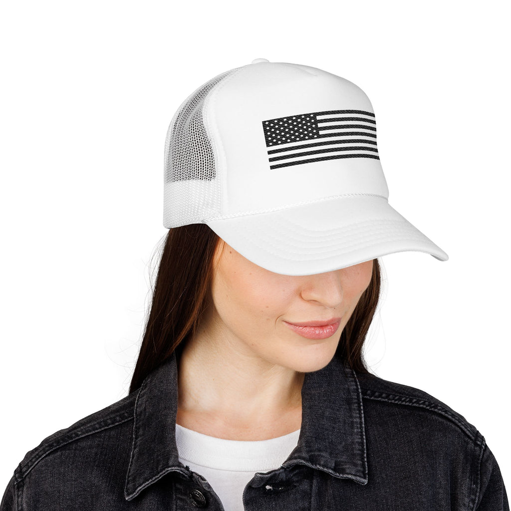 Flag- Foam Trucker Hat, Embroidered Cap, BBQ Hat, Perfect Gift for Grilling Enthusiasts, Summer BBQ Accessory, Fun Party Hat