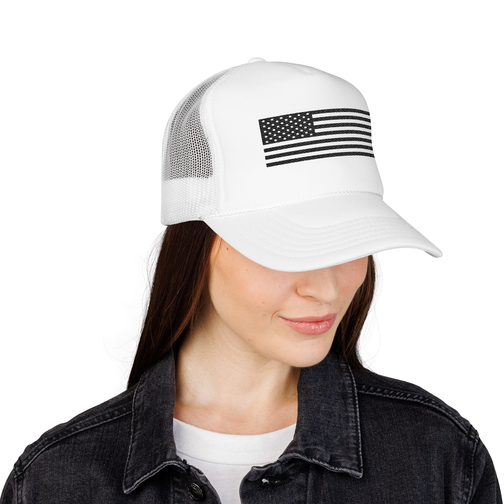 Flag- Foam Trucker Hat, Embroidered Cap, BBQ Hat, Perfect Gift for Grilling Enthusiasts, Summer BBQ Accessory, Fun Party Hat