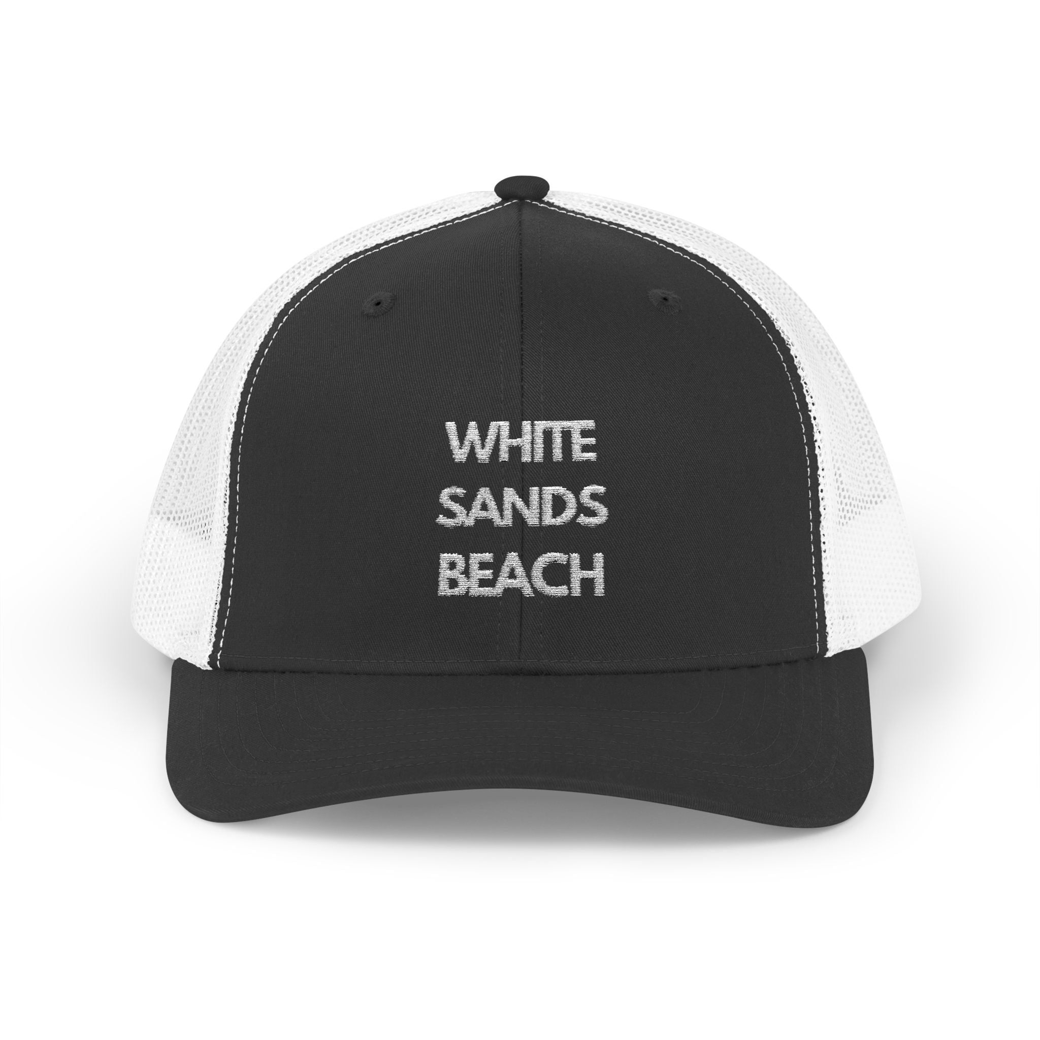 "White Sands Beach" - Snapback Trucker Cap - Perfect for Summer, Vacation, or Outdoor Events, Casual Style, Unisex Accessories, Gift Idea