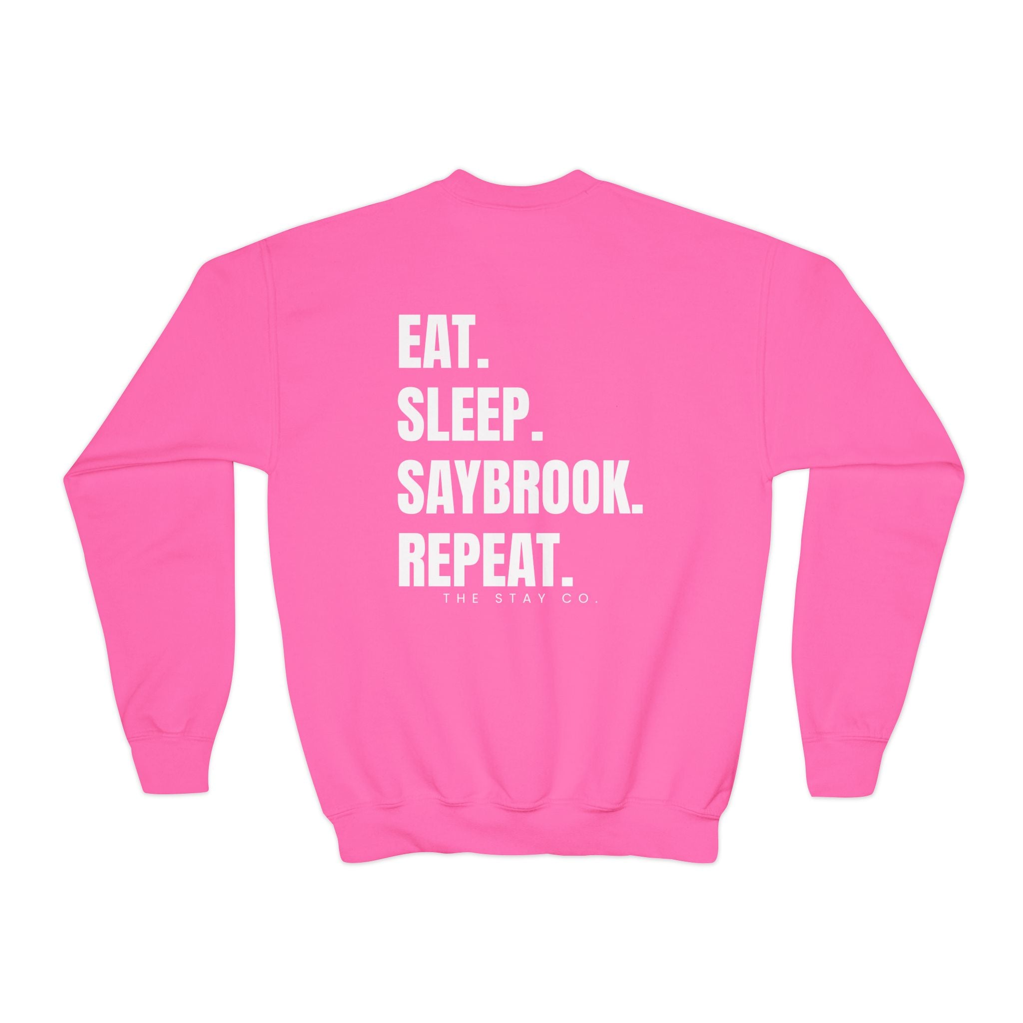 Youth-(XS-XL) Crewneck-Saybrook Association Logo On Front- "EAT. SLEEP. SAYBROOK. REPEAT." On Back