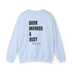 Adult-ELA Teacher Crew Neck " Grammer Guru" (Front)  "Bookmarked & Busy #ELA Club" (Back) -Crewneck Sweatshirt, Cozy Fall Apparel, Unisex Gift, Casual Style, September Vibes, Seasonal Fashion