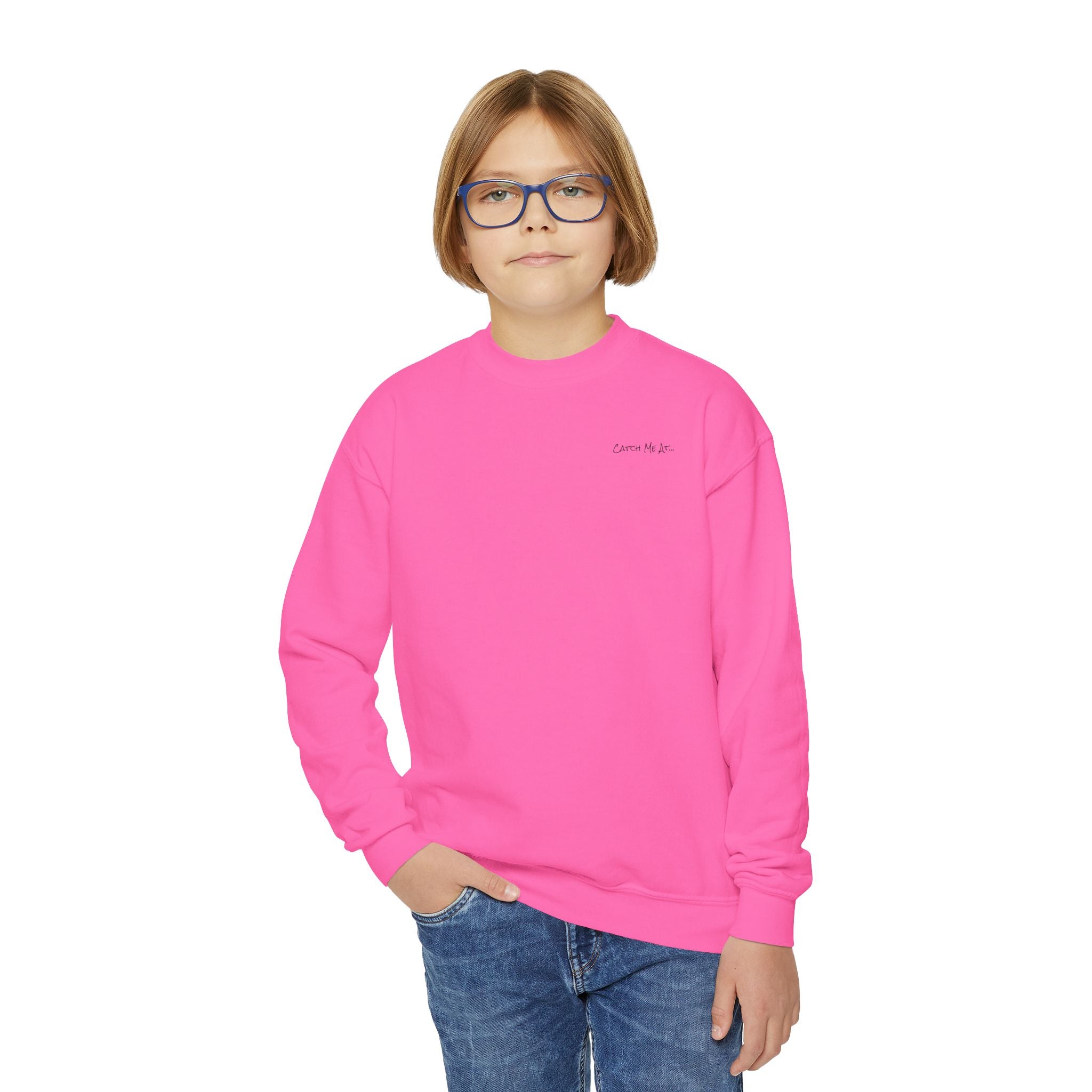 Youth-(XS-XL) "Catch Me At" (Front) "Candlewood Lake" (Back)- Unisex Crewneck Sweatshirt