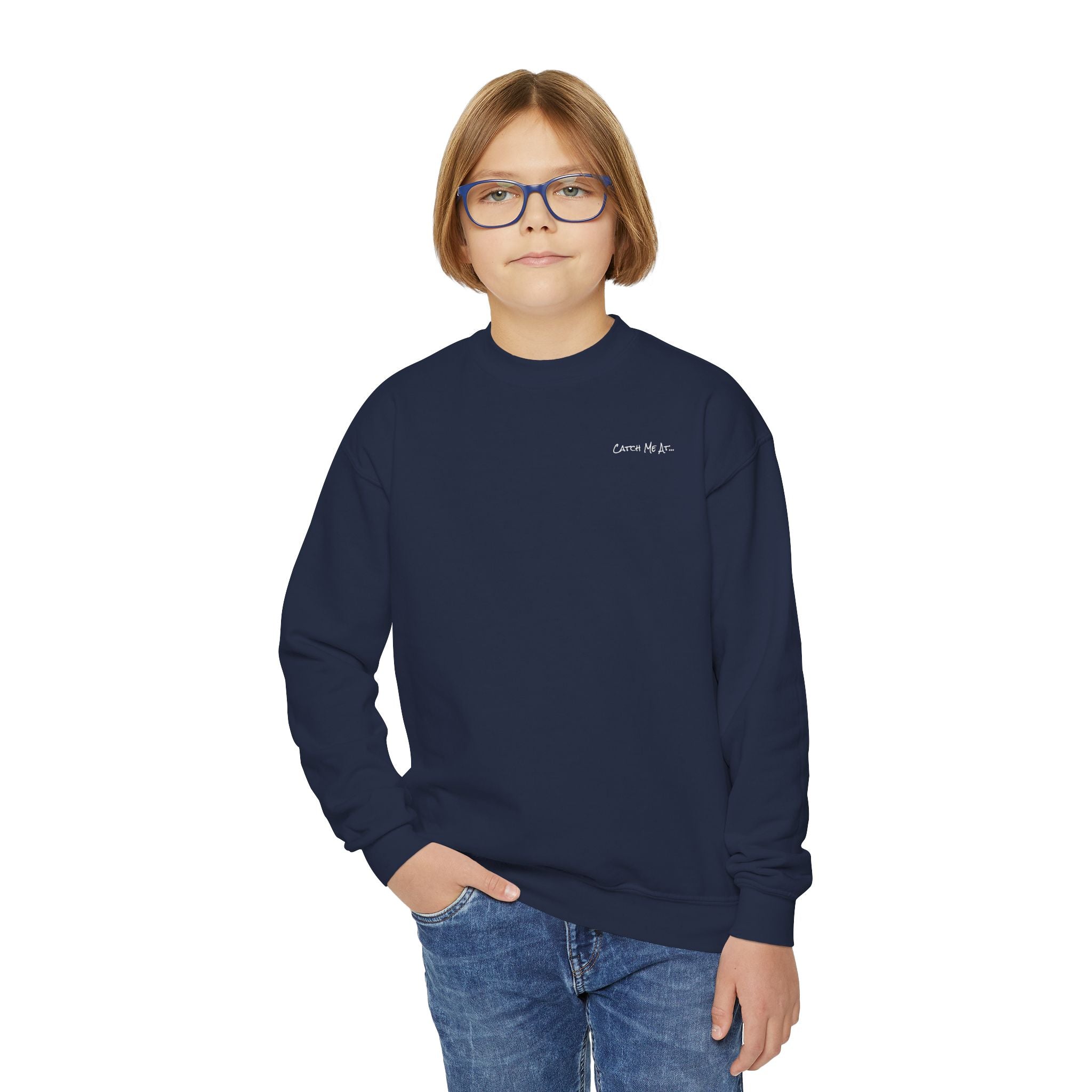 Youth-(XS-XL) "Catch Me At" (Front) "Candlewood Lake" (Back)- Unisex Crewneck Sweatshirt