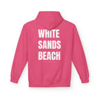 Adult- "Out Of Office" (Front) "White Sands Beach" (Back) - White Writing Hoodie