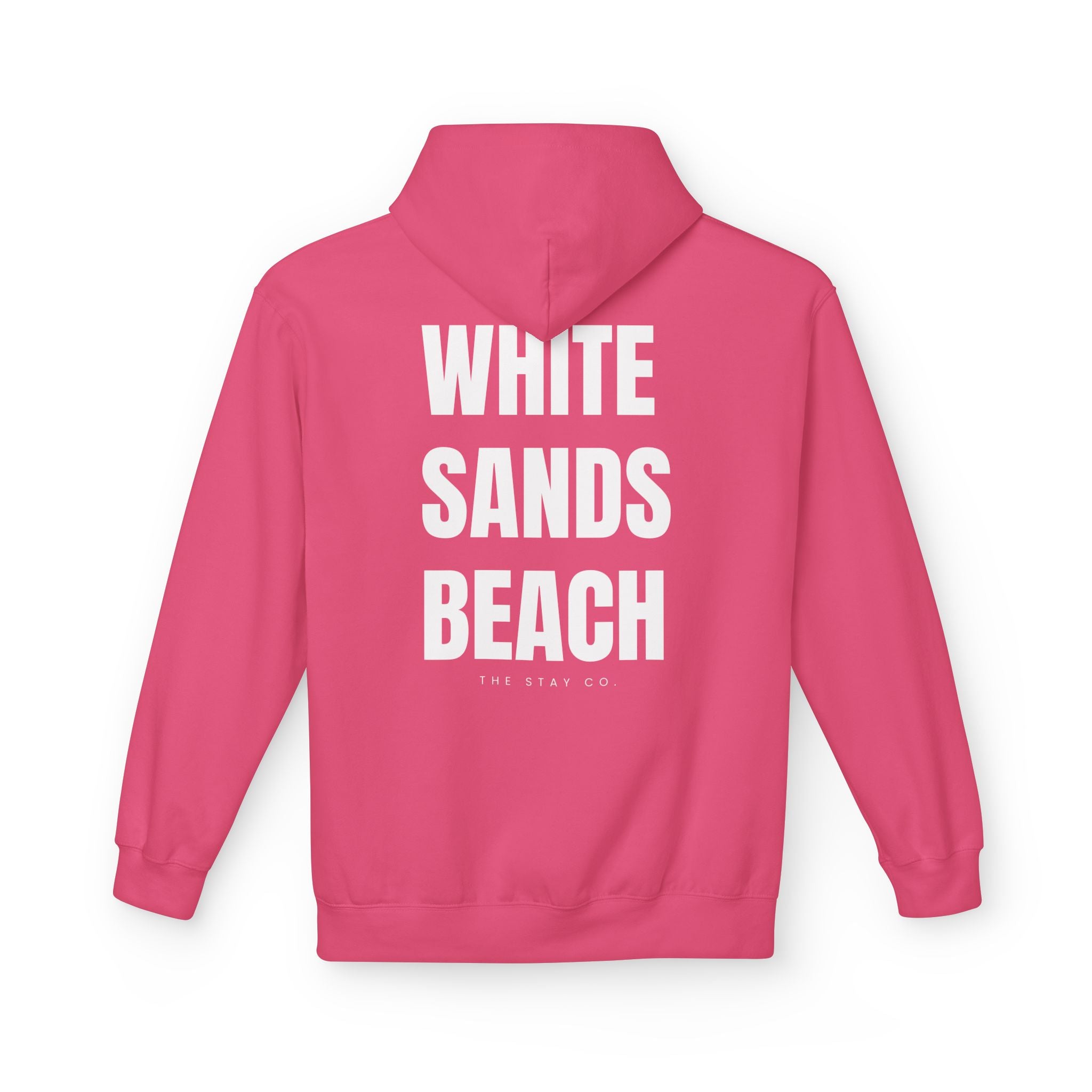 Adult- "Out Of Office" (Front) "White Sands Beach" (Back) - White Writing Hoodie