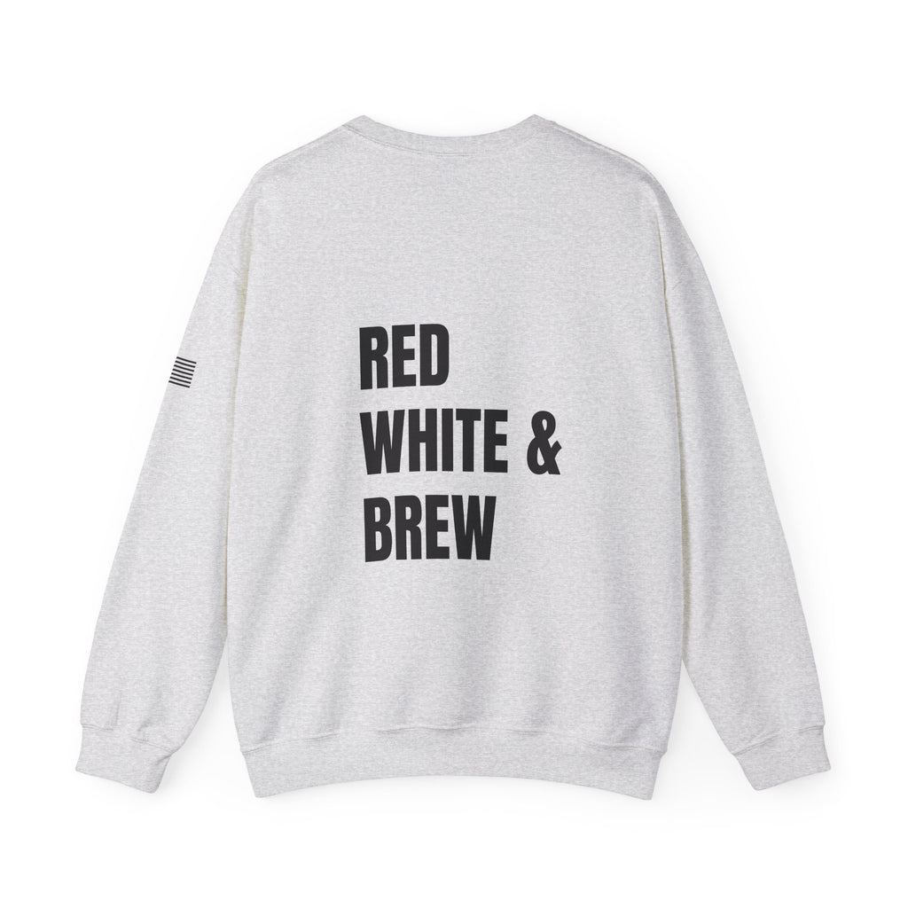 Adult- "'Merica" (Front) "Red White & Brew" (Back)- Unisex Crewneck Sweatshirt, Fourth of July, Summer Fun, Boat Days