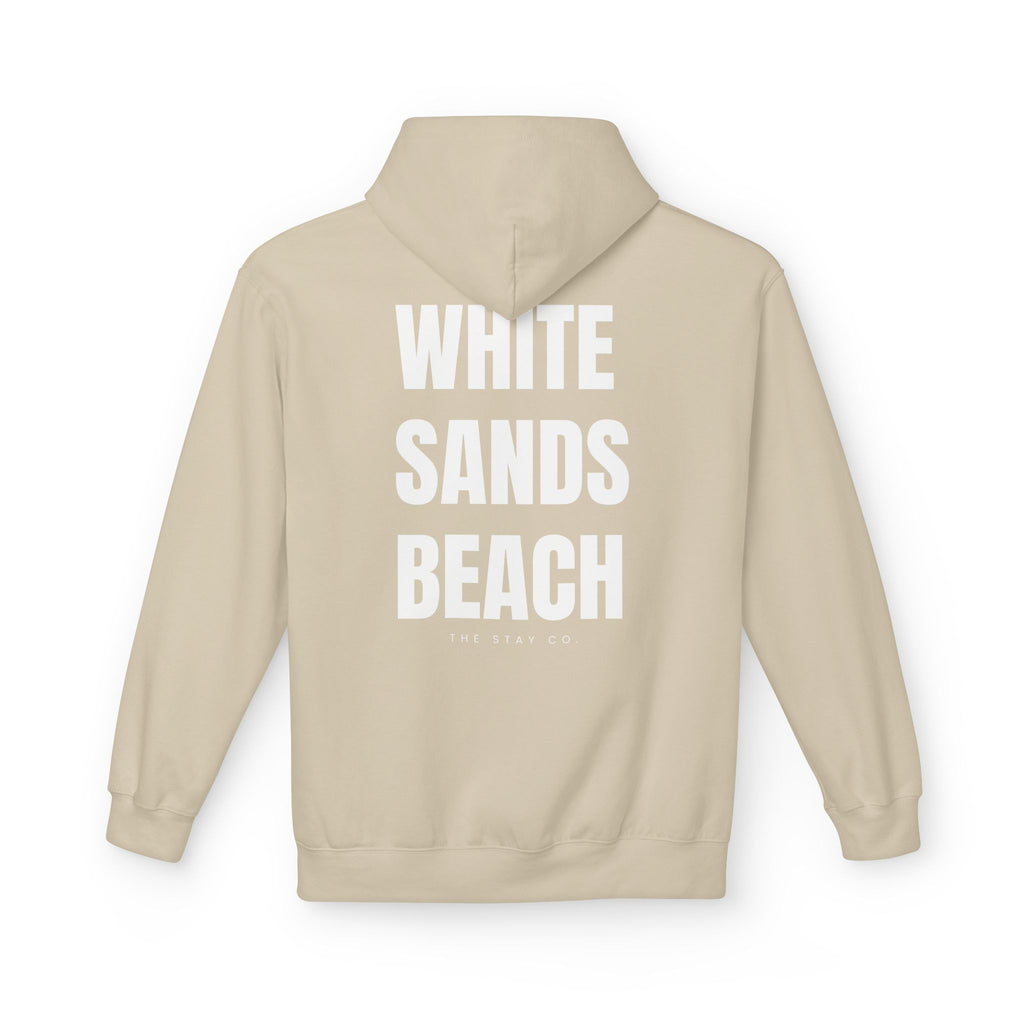 Adult- "Out Of Office" (Front) "White Sands Beach" (Back) - White Writing Hoodie