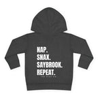 Toddler Hoodie- Saybrook Manor Association Logo on Front - "NAP. SNAX. SAYBROOK. REPEAT."