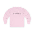 Old Saybrook Long Sleeve Tee With Light House on Back- Black Writing