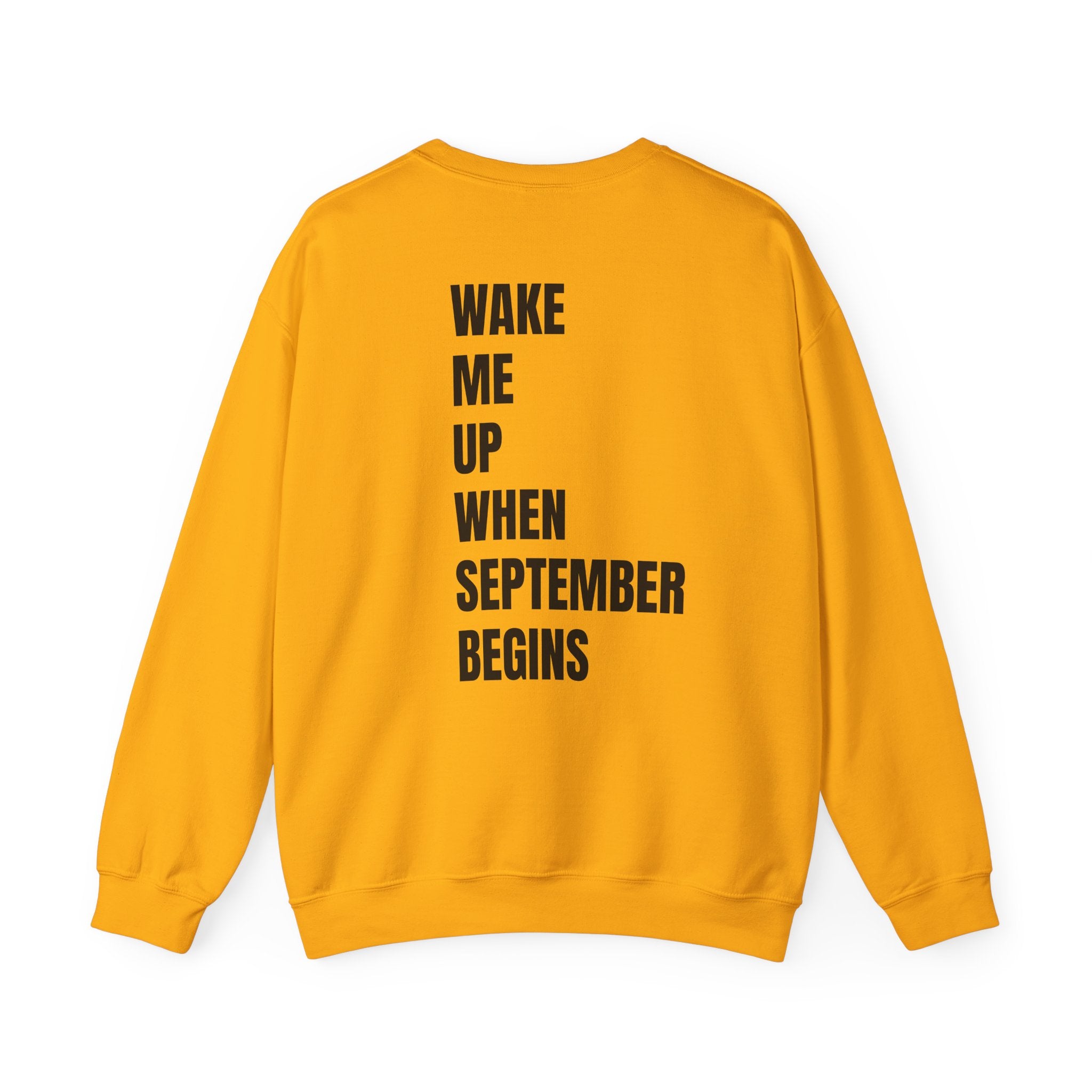 Adult- Teacher Crew Neck "Wake Me Up, When September Begins." -Crewneck Sweatshirt, Cozy Fall Apparel, Unisex Gift, Casual Style, September Vibes, Seasonal Fashion