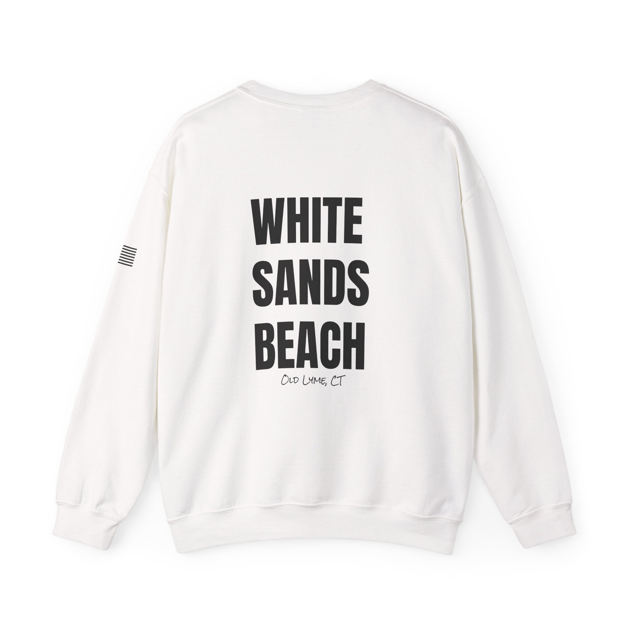 Adult- "Salty AF..." (Front) "White Sands Beach -Old Lyme, CT" (Back) With Flag on Sleeve- Unisex Crewneck