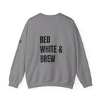 Adult- "'Merica" (Front) "Red White & Brew" (Back)- Unisex Crewneck Sweatshirt, Fourth of July, Summer Fun, Boat Days