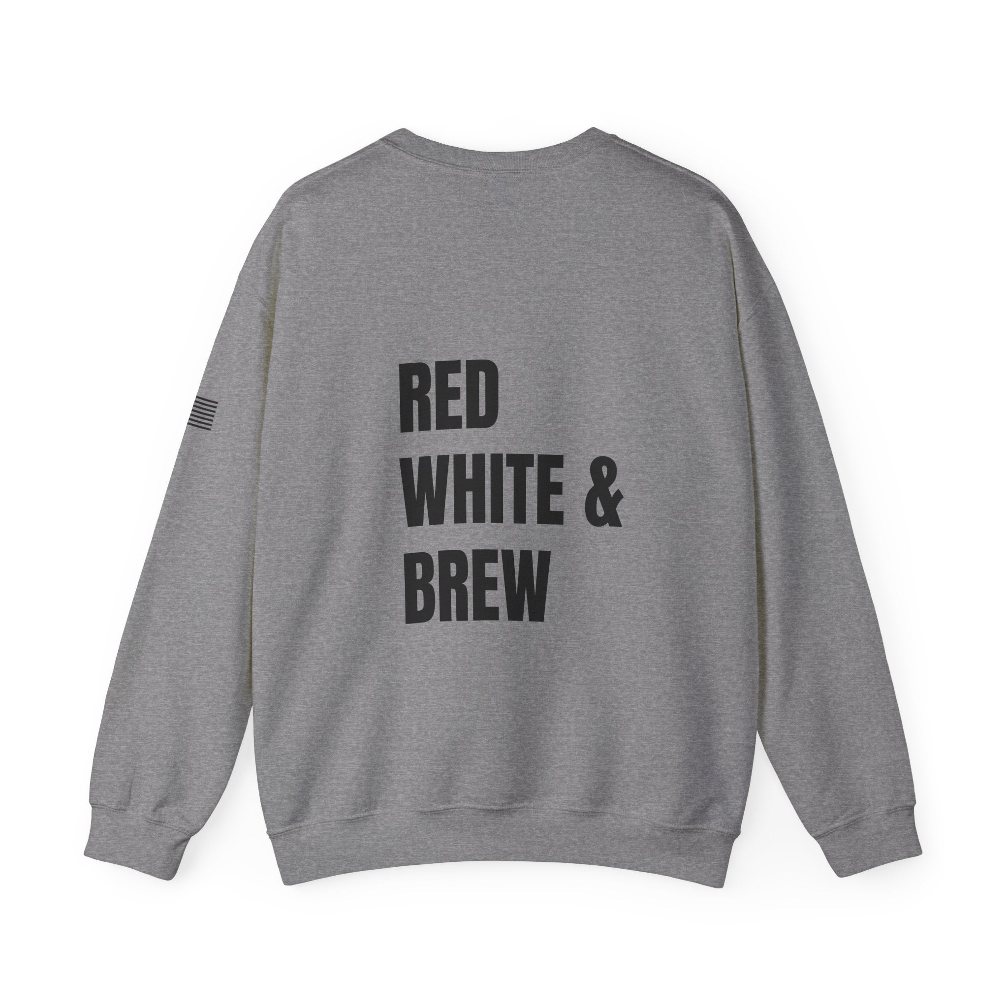 Adult- "'Merica" (Front) "Red White & Brew" (Back)- Unisex Crewneck Sweatshirt, Fourth of July, Summer Fun, Boat Days