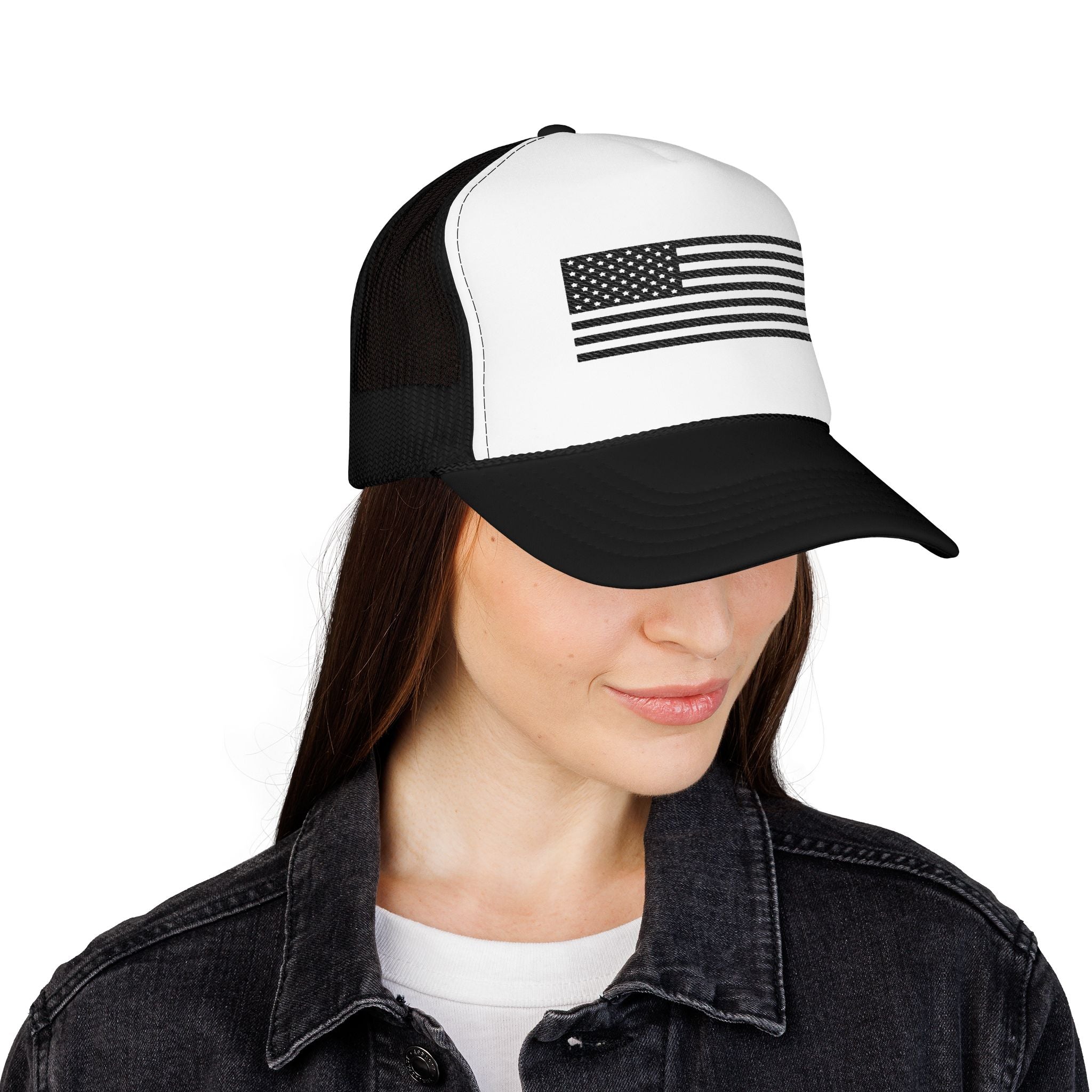 Flag- Foam Trucker Hat, Embroidered Cap, BBQ Hat, Perfect Gift for Grilling Enthusiasts, Summer BBQ Accessory, Fun Party Hat