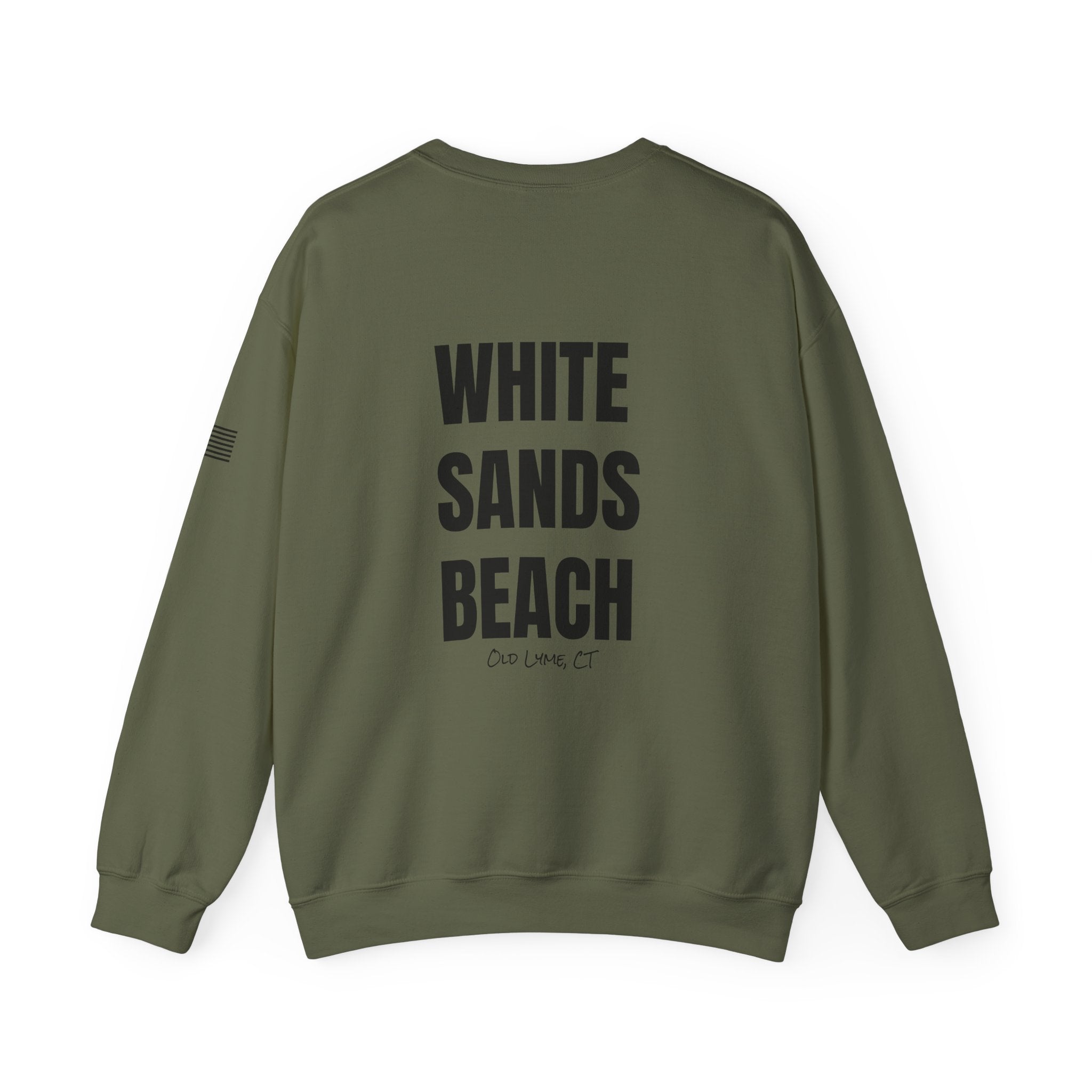 Adult- "Salty AF..." (Front) "White Sands Beach -Old Lyme, CT" (Back) With Flag on Sleeve- Unisex Crewneck