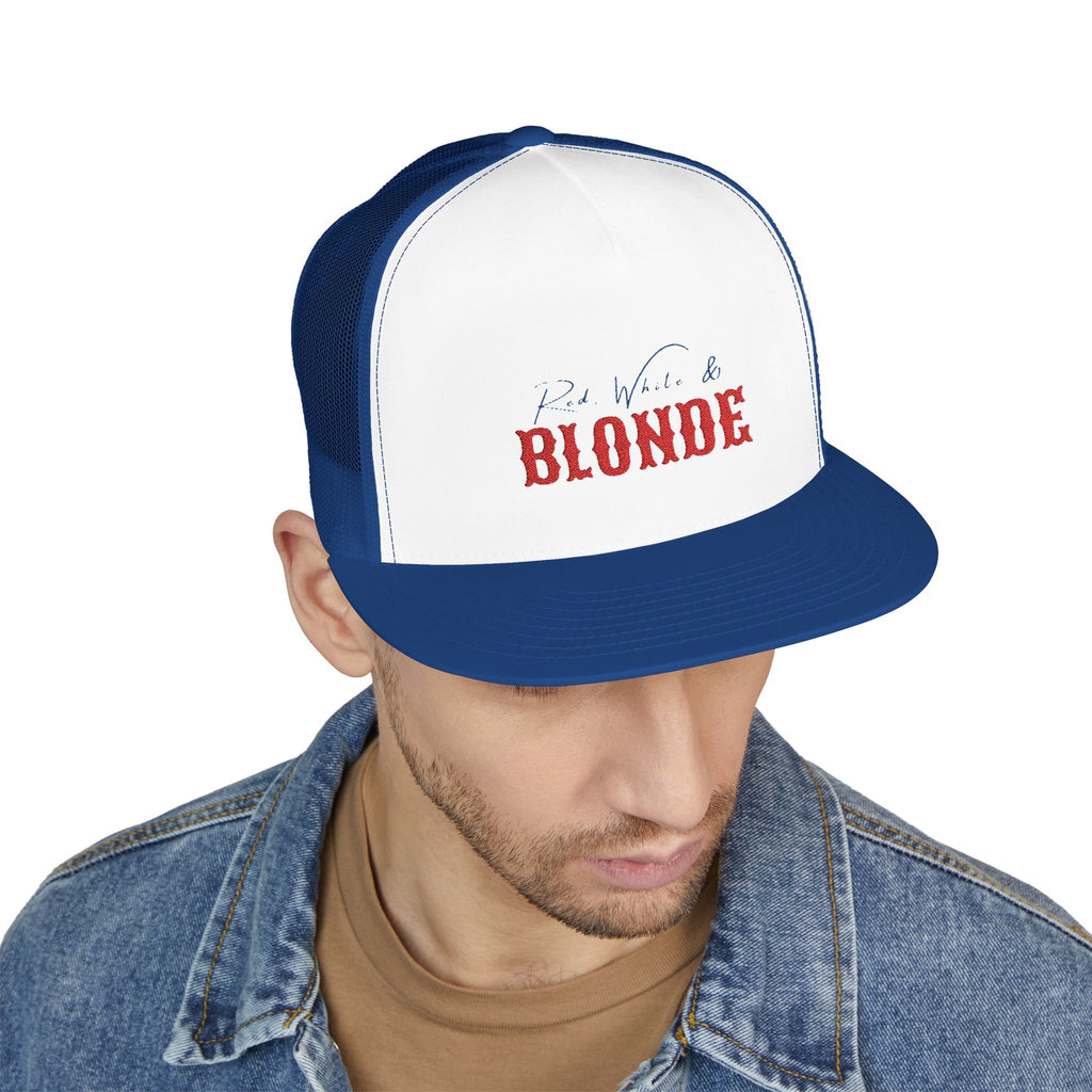 "Red, White & Blonde" -Stylish 5 Panel Trucker Cap with Embroidery, Perfect for Casual Outfits, Summer Festivals, Gifts for Friends, Birthday Parties, [...]
