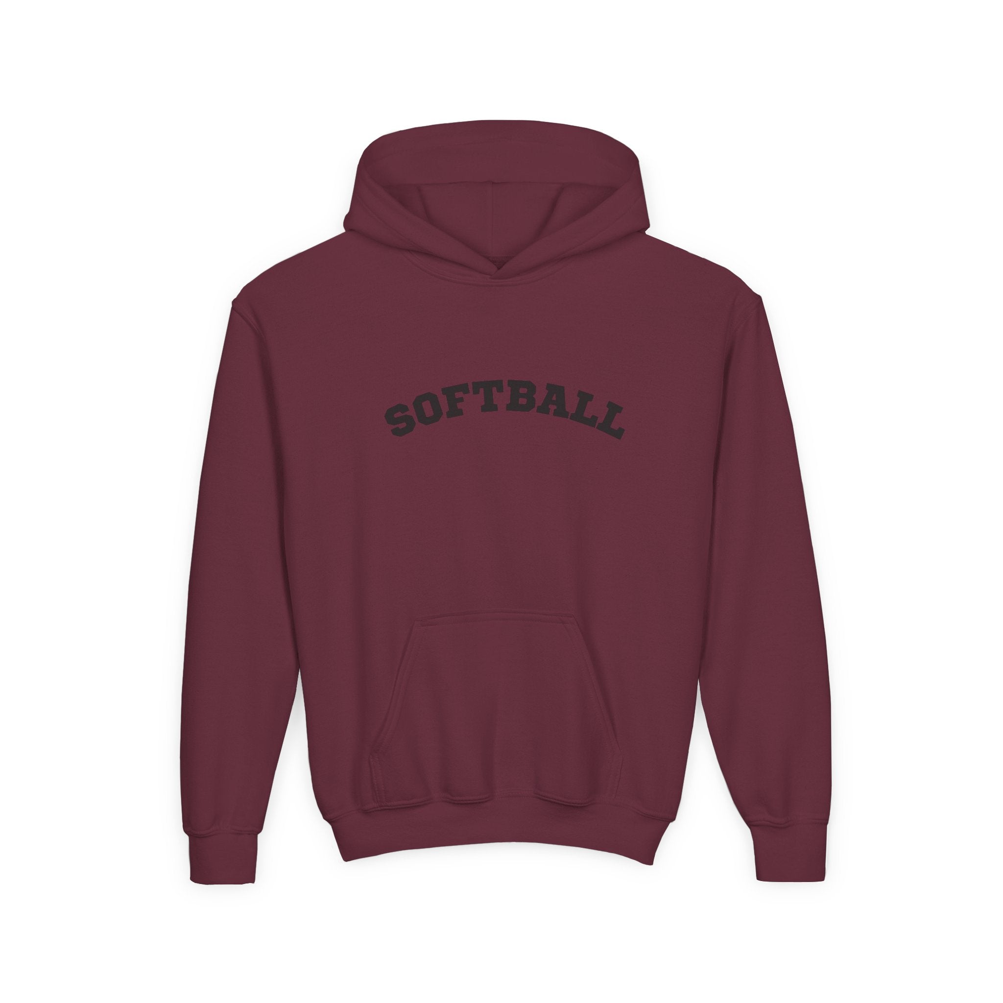Youth Hoodie "Softball" - Choose Your Color- -Sports Apparel, Gift for Young Athletes, Team Spirit, Cozy Sweatshirt, Game Day Ready