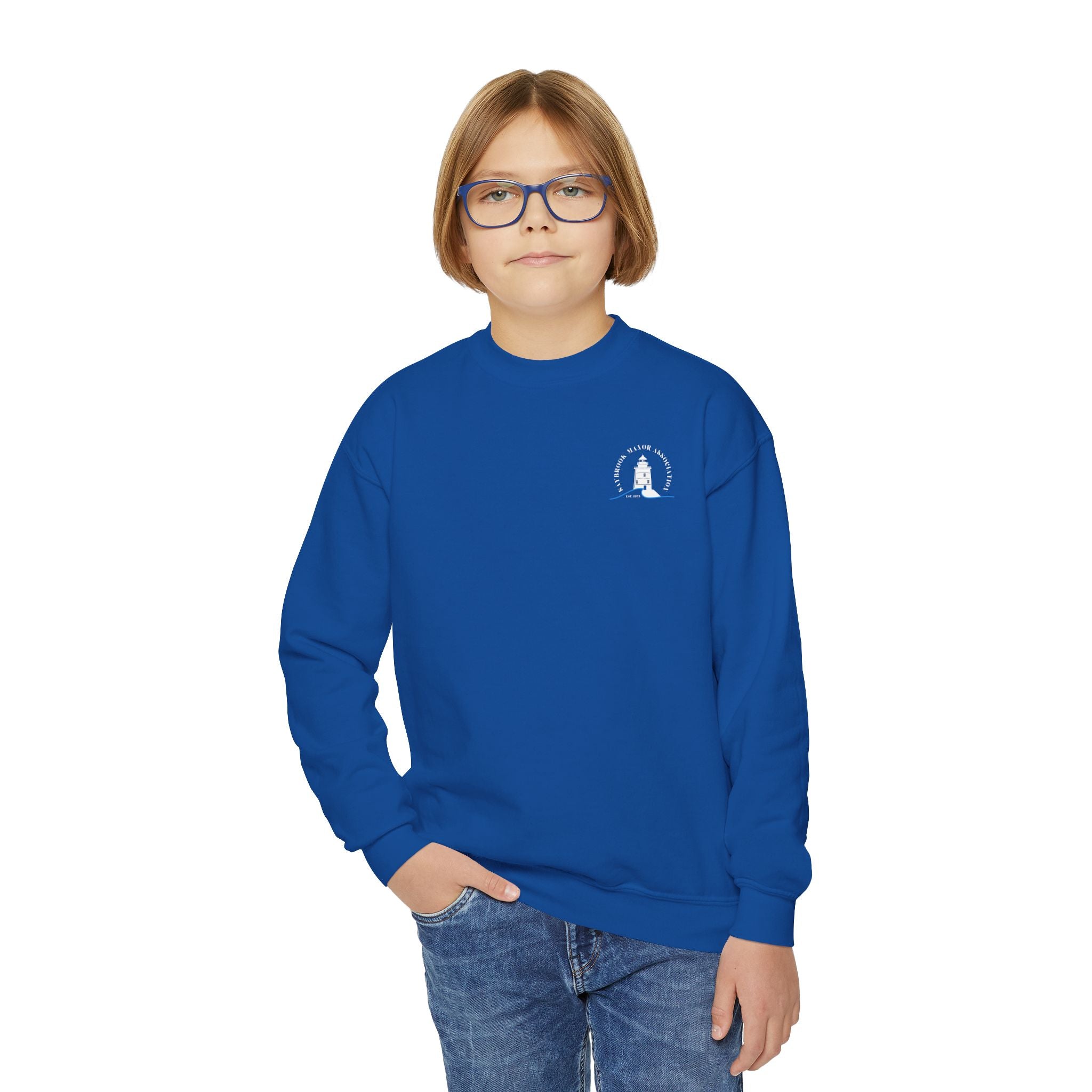 Youth-(XS-XL) Crewneck-Saybrook Association Logo On Front- "EAT. SLEEP. SAYBROOK. REPEAT." On Back