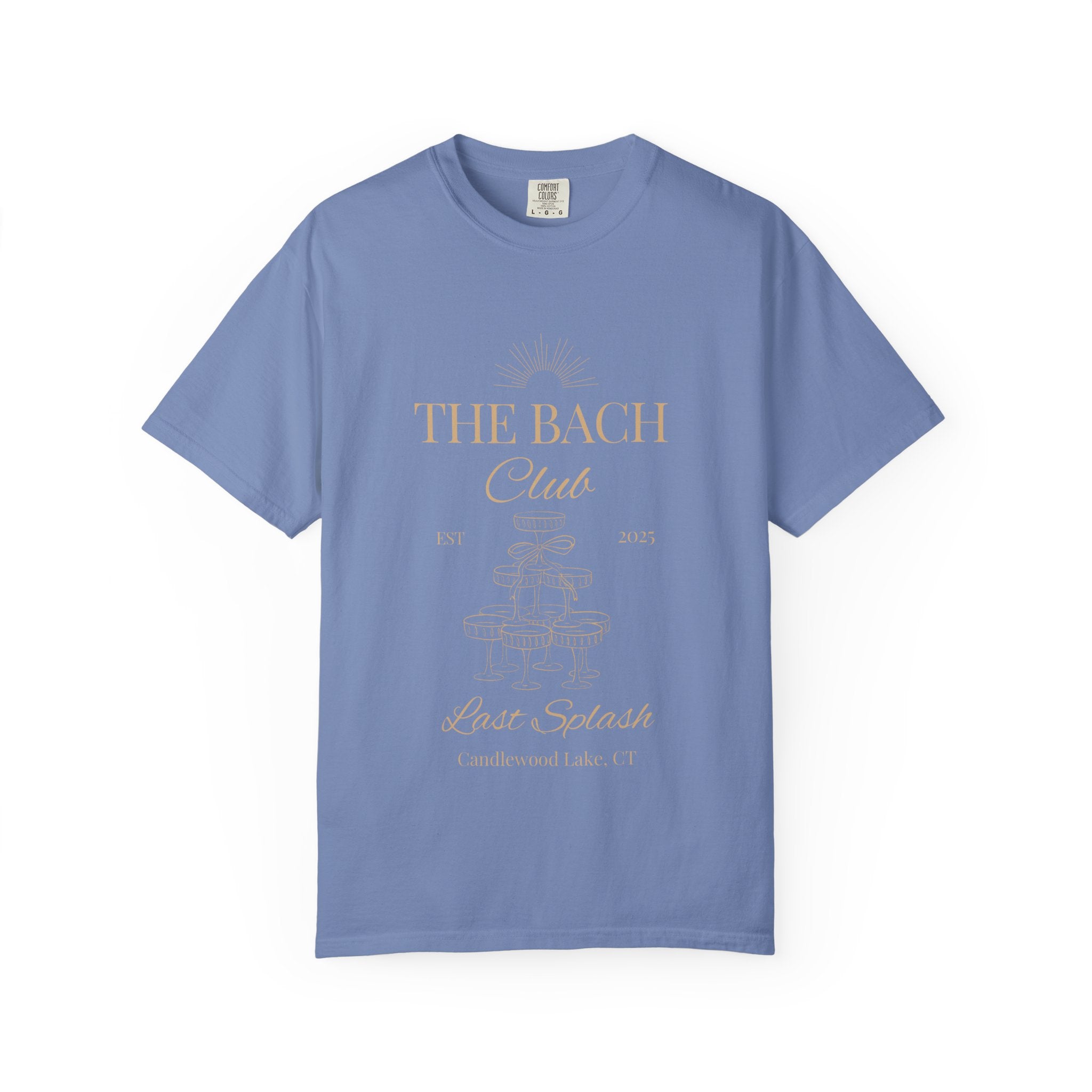 Matching "The Bach Club-Last Splash- Candlewood Lake" -In Beige Writing- Choose a Color Shirt- Perfect for Bachelorette and Wedding Parties- Unisex Vacation Top, Sailor Humor Apparel