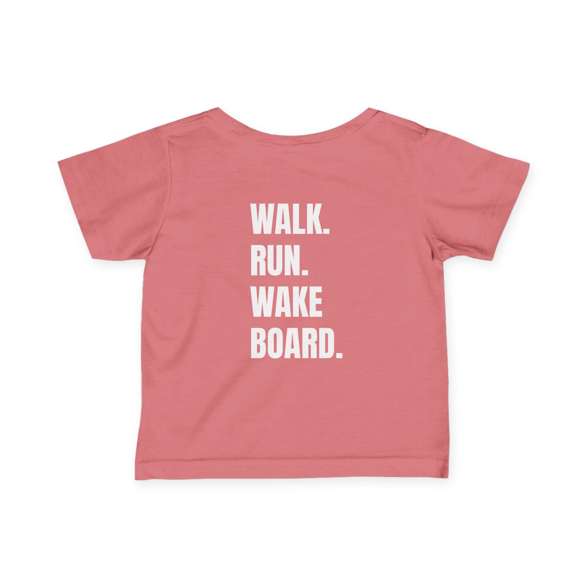 Littles- "Walk. Run. Wakeboard." Motivational Tee in White Writing, Cute Toddler Shirt, Baby Workout Top, Gift for New Parents, Sports-Inspired Baby Apparel