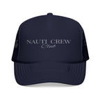 Matching "Nauti Crew club"- Embroidered Foam Trucker Hat, Nautical Gift, Summer Style Cap, Beach Party Accessory, Fishing Hat