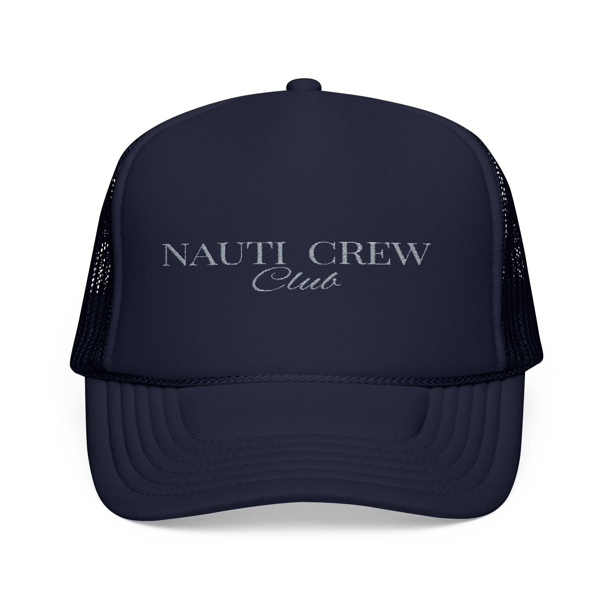 Matching "Nauti Crew club"- Embroidered Foam Trucker Hat, Nautical Gift, Summer Style Cap, Beach Party Accessory, Fishing Hat