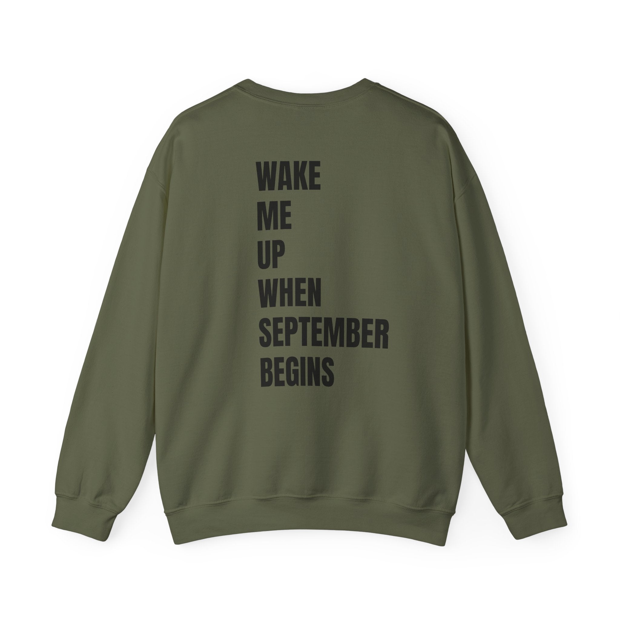 Adult- Teacher Crew Neck "Wake Me Up, When September Begins." -Crewneck Sweatshirt, Cozy Fall Apparel, Unisex Gift, Casual Style, September Vibes, Seasonal Fashion