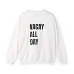 Adult- Teacher Crew Neck " Summer Time" (Front)  "Vacay All Day" (Back) -Crewneck Sweatshirt, Cozy Fall Apparel, Unisex Gift, Casual Style, September Vibes, Seasonal Fashion