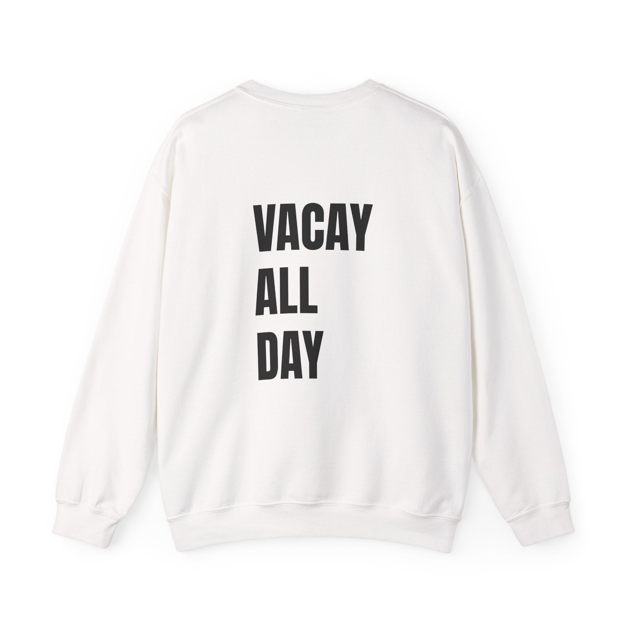 Adult- Teacher Crew Neck " Summer Time" (Front)  "Vacay All Day" (Back) -Crewneck Sweatshirt, Cozy Fall Apparel, Unisex Gift, Casual Style, September Vibes, Seasonal Fashion