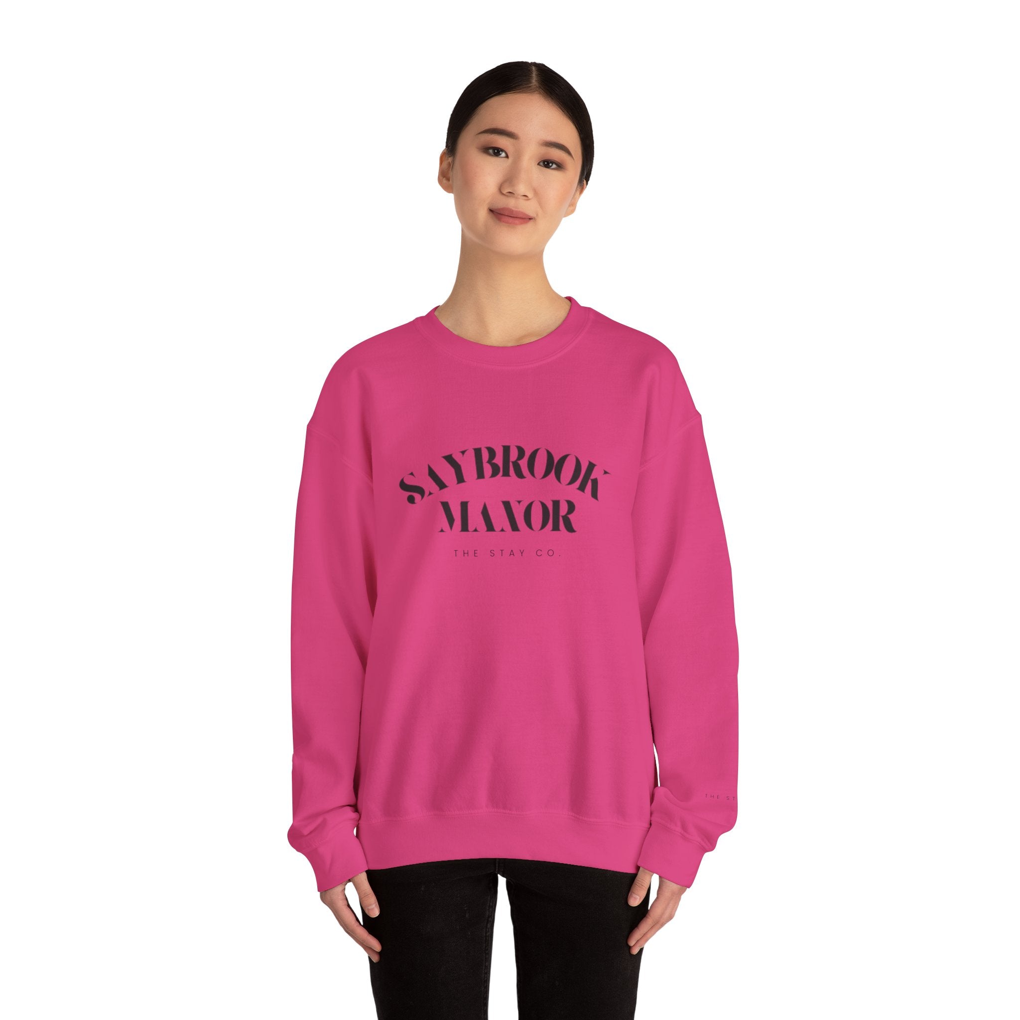 Adult Crewneck-Saybrook Manor with Logo on Back- Black Writing