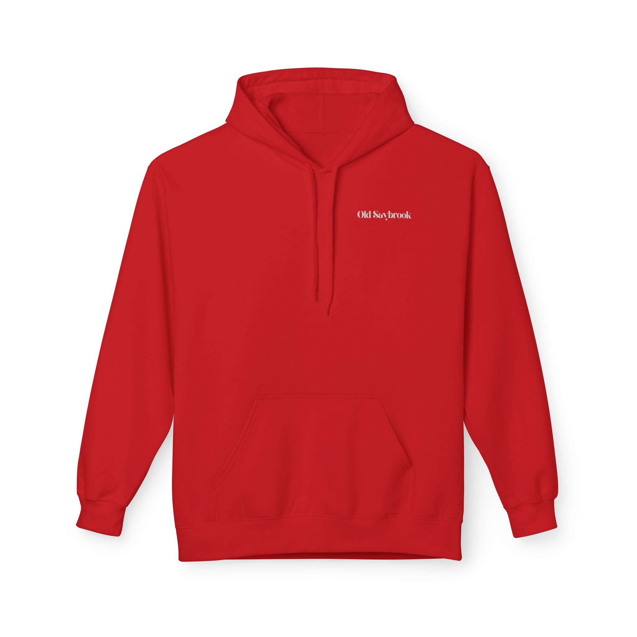 Adult- "Old Saybrook" (Front) Old Saybrook Light House (Back) - White Writing Hoodie