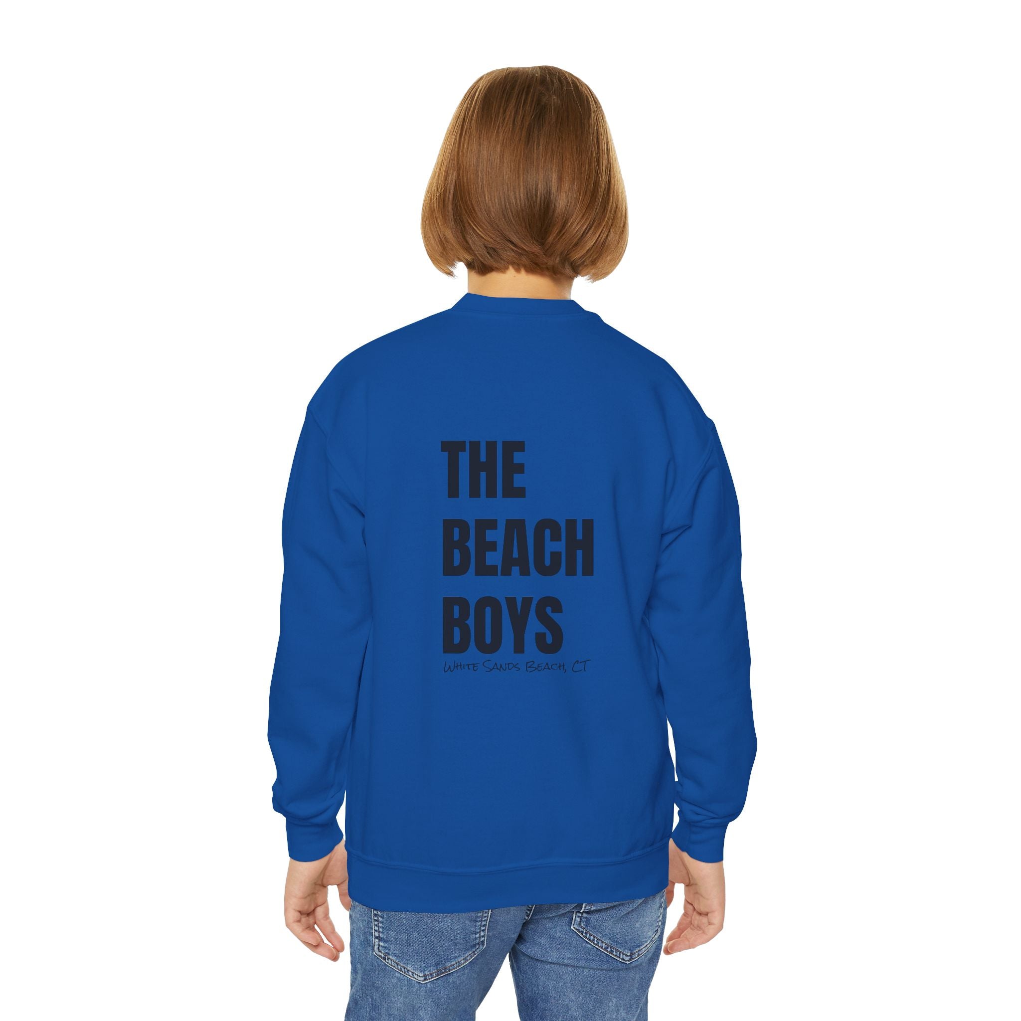 Youth- Beach Sweatshirt for Boys- In Black Writing Youth Crewneck Sweatshirt,  Apparel, Casual Wear, Gift for Teens,