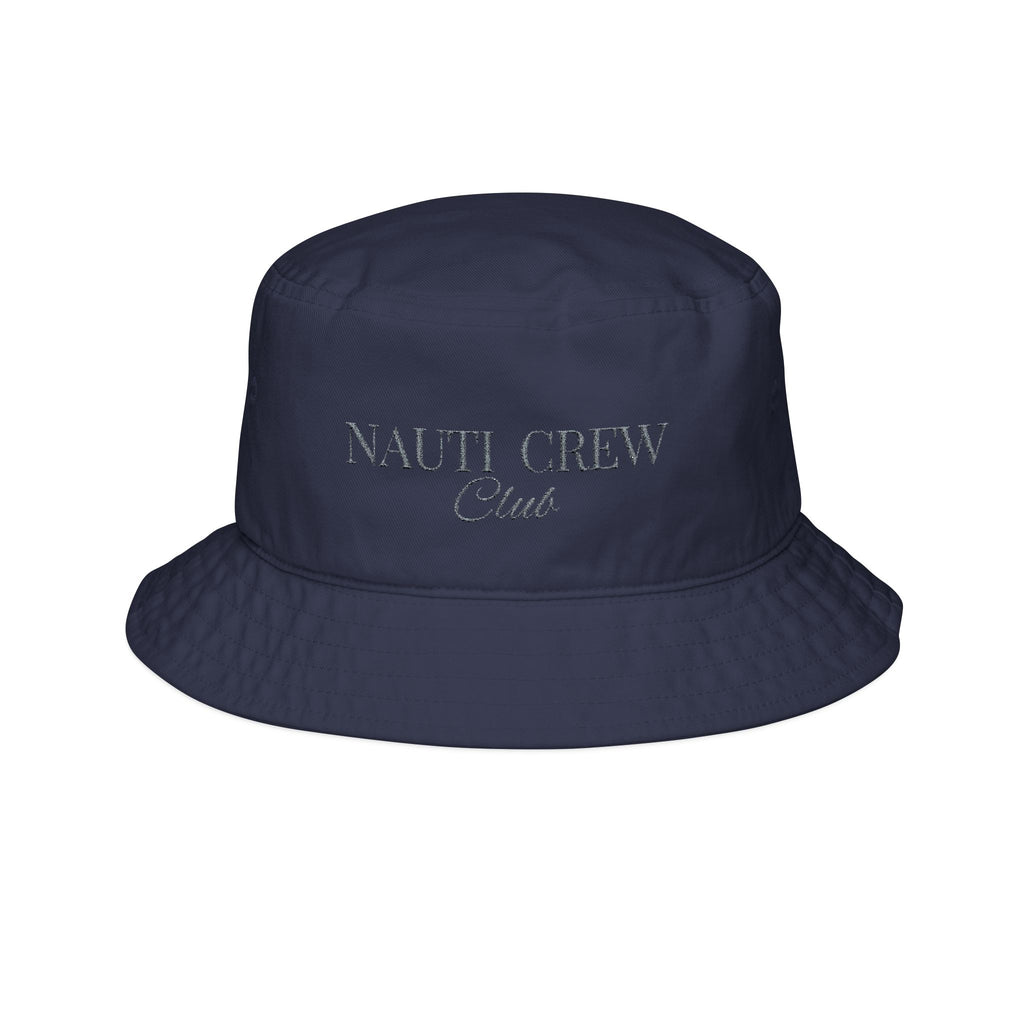 Bucket Hat " Nauti Crew Club"- In Beige Writing- Embroidered Summer Hat, Bridal Party Accessories, Beachwear, Gift for Bridesmaids, Lake Vacation Gear