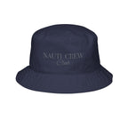 Bucket Hat " Nauti Crew Club"- In Beige Writing- Embroidered Summer Hat, Bridal Party Accessories, Beachwear, Gift for Bridesmaids, Lake Vacation Gear